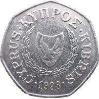 Монета Кипр 50 центов 1998