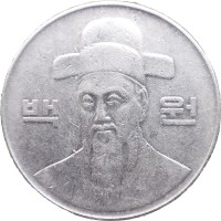 Монета Южная Корея 100 вон 2000