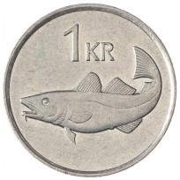 Монета Исландия 1 крона 1991