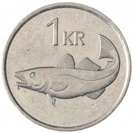 Монета Исландия 1 крона 1991