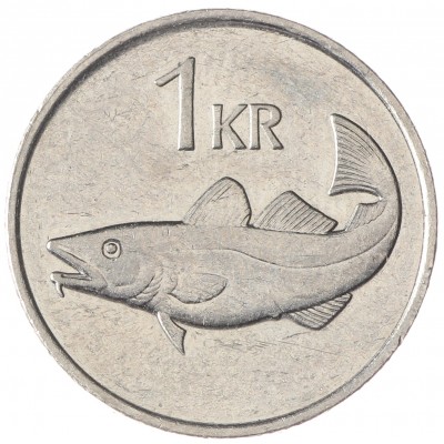Монета Исландия 1 крона 2007