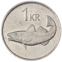Монета Исландия 1 крона 2007