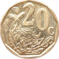 Монета ЮАР 20 центов 2021