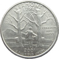 Монета США 25 центов 2001 P Вермонт