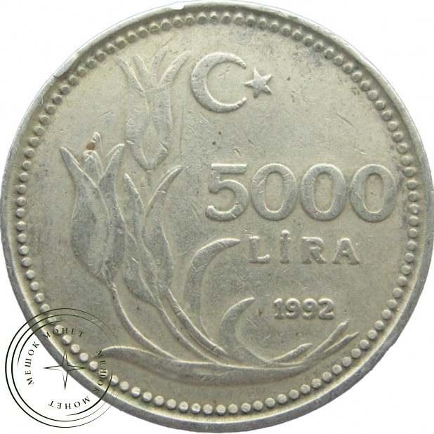 Турция 5000 лир 1992