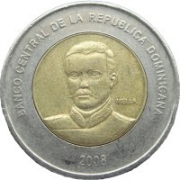 Монета Доминикана 10 песо 2008