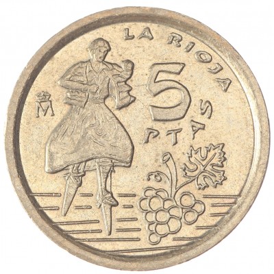 Монета Испания 5 песет 1996