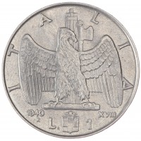 Монета Италия 1 лира 1940 немагнетик