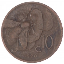 Монета Италия 10 чентезимо 1920