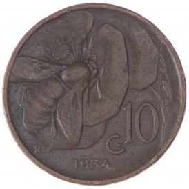 Монета Италия 10 чентезимо 1934
