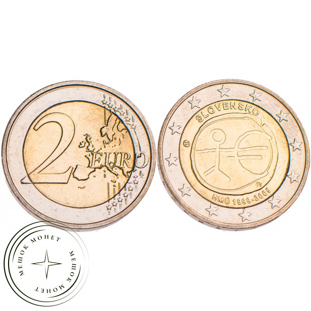 Словакия 2 евро 2009 10 лет Экономическому и валютному союзу