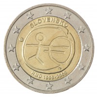 Монета Словакия 2 евро 2009 10 лет экономическому и валютному союзу
