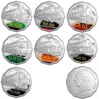 Монета Австралия 50 центов 2025 набор Гиганты пара Наследие австралийских железных дорог