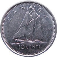 Канада 10 центов 1989