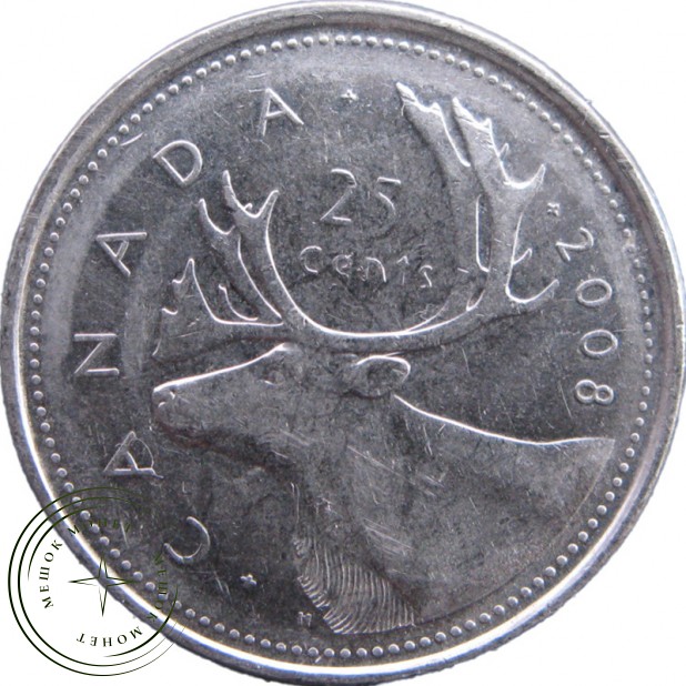 Канада 25 центов 2008 Олень