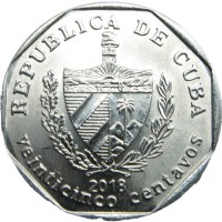 Монета Куба 25 сентаво 2018