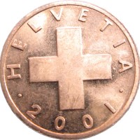 Швейцария 1 раппен 2001
