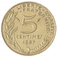 Франция 5 сентим 1987