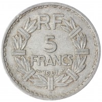 Монета Франция 5 франков 1947
