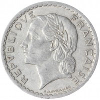 Монета Франция 5 франков 1947