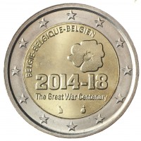Монета Бельгия 2 евро 2014 100 лет с начала Первой мировой войны