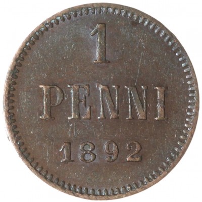 Монета 1 пенни 1892