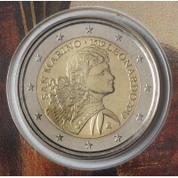 Монета Сан-Марино 2 евро 2019 500 лет со дня смерти Леонардо да Винчи (буклет)