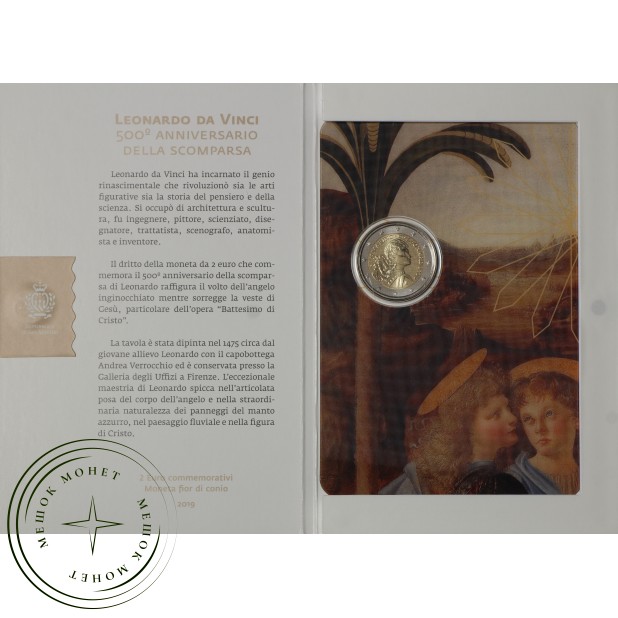 Сан-Марино 2 евро 2019 500 лет со дня смерти Леонардо да Винчи (буклет)