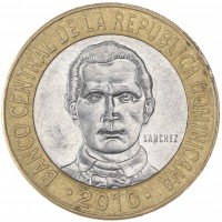 Монета Доминикана 5 песо 2010