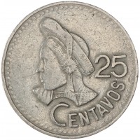 Монета Гватемала 25 сентаво 1994