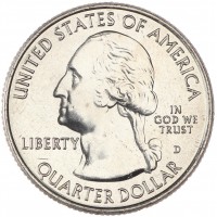 Монета США 25 центов 2013 Национальный лес Белые горы