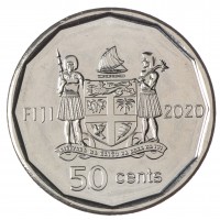 Монета Фиджи 50 центов 2020 50 лет Независимости