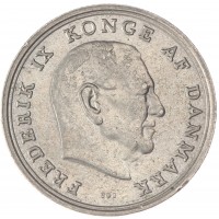 Монета Дания 1 крона 1967