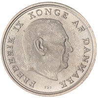 Монета Дания 1 крона 1970