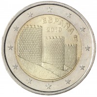 Монета Испания 2 евро 2019 Старый город Авила