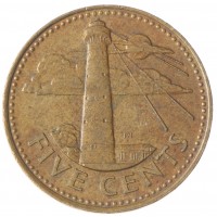Монета Барбадос 5 центов 1994