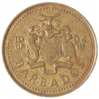 Монета Барбадос 5 центов 1994