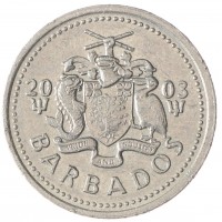 Монета Барбадос 10 центов 2003