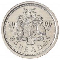 Монета Барбадос 10 центов 2008