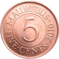 Монета Маврикий 5 центов 2010