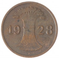 Монета Германия 1 рейхспфенниг 1928