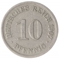 Монета Германия 10 рейхспфеннигов 1907