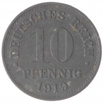 Монета Германия 10 рейхспфеннигов 1919