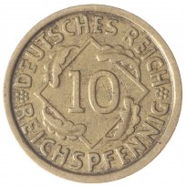 Монета Германия 10 рейхспфеннигов 1924