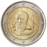 Монета Италия 2 евро 2014 450 лет со дня рождения Галилео Галилея