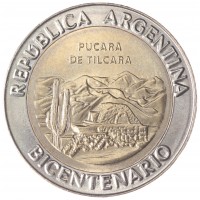 Монета Аргентина 1 песо 2010 Развалины крепости Пукара