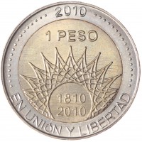 Монета Аргентина 1 песо 2010 Развалины крепости Пукара