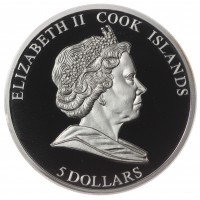 Монета Острова Кука 5 долларов 2008 1020 лет Крещения Руси