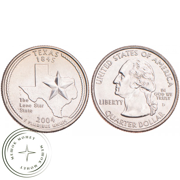 США 25 центов 2004 Техас