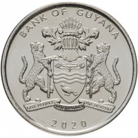 Монета Гайана 100 долларов 2020 50 лет Кооперативной Республике Гайана